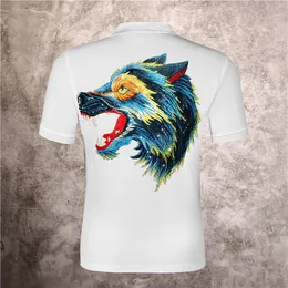 Summer Menswear Designer German Rock Punk Wolf Head Hot Diamond Printed Polo Shirt Pure Cotton Slim High Quality Hip Hop Men's T-Shirt #PP0013