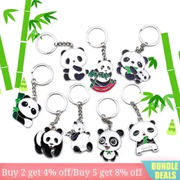 Ett par panda nyckelkedja söta metall smycken djur panda keychain för påsar bil nyckelringar hängande tillbehör barn gåva g1019