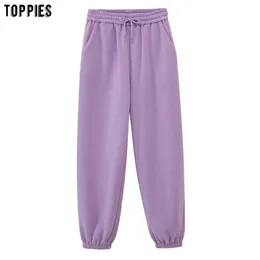 Toppies Damen-Fleecehose, hohe Taille, Jogginghose, Freizeithose, koreanische Jogginghose, lässige Streetwear, 211216