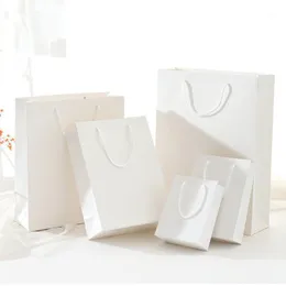 Present Wrap White Kraft Paper Bag Wedding Birthday Holiday Packaging Shopping Diy Multifunktionell godismat kex