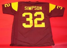 Custom OJ Simpson USC Trojans Jersey Cucite Aggiungi qualsiasi numero di nome