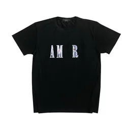 American High Street Hip-Hop New US AMR Letter Print Mens 여성 디자이너 티셔츠 느슨한 티 탑 맨의 캐주얼 셔츠 반바지 소매 옷