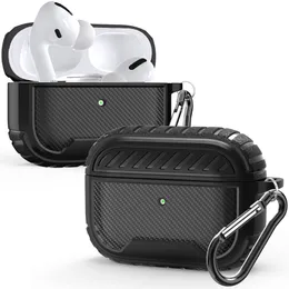 AirPods Pro Case Kulaklık Aksesuarları için Tasarlanan Zırh Koruyucu Kapak Tam Vücut Şok geçirmez Anahtarlık ile