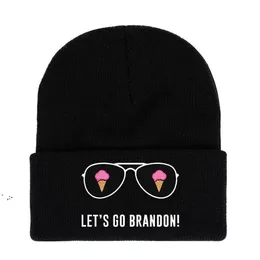 Let's Go Brandon Black Knitted Hat Winter Warm Letters Printed Fashion Crochet Hats Sports Cyclings Unisex Beanie Skull Caps CCB11984