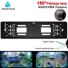 Kamery z tylnym widokiem samochodu czujniki parkowania Smartour 180 ° Fisheye HD Trajektoria Kamera UE Europejska Pojazd Numer rejestracyjny Ramka