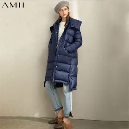 Down-Jacket-Winter-beiläufige dicke asymmetrische Taschen Seitenschlitz mit Kapuze Mantel Parkas 11890004 210527