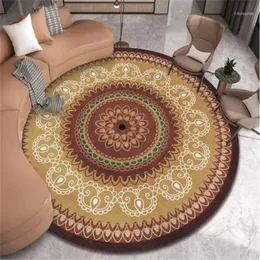 Carpets Wishstar Vintage American Flower Pattern Round Rug For Living Room Europe National Style Bedroom Carpet Floor Mat Office Chair1
