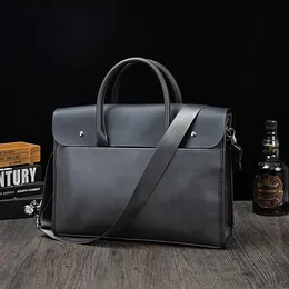 Мужские бизнес-туристические портфель кожаные сумки ручной работы сумки для ноутбука Портфон с поперечным дизайном плеча для защиты компьютера и ноутбука