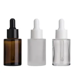 30ML Glass Essential Oil Perfume Bottles Liquid Reagent Pipette Dropper Flat Shoulder Cylindrical Bottle