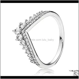 Band Rings Drop Delivery 2021 Trendy Genuine 925 Sterling Sier Shimmering Princess Wishbone Ring For Women Wedding Engagement Party Pandora J