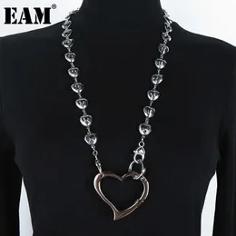 [EAM] Women Rhinestone Decoration Metal Chain Necklace New Temperament Fashion Tide All-match Spring Autumn 2021 1DD3979 X0707