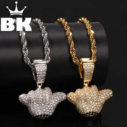 Hänge halsband The Bling King Custom mycket bra halsband Hip Hop Full Iced Out Cubic Zirconia Gold Sliver Cz Stone