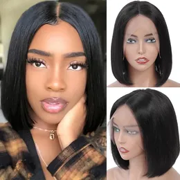 1b # Full Human Hair T Part Lace Front Wig Wave Bobo Paryk 10 12 14 inches Perruques de Cheveux humains LS-A86