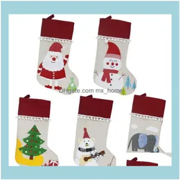 Dekorationen, festliches Partyzubehör, Haus, Garten, Weihnachten, Leinenstrumpf, Weihnachtsmann, hängende Socken, Weihnachten, Kindergeschenke, Aufbewahrungstaschen, Weihnachtsbaum, Stift