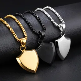 Hängsmycke Halsband Hip Hop Rock Guldfärg Rostfritt stål Knights Templa Triangle Shield Men Halsband Jewerly med 24 "Kedja