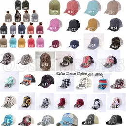 Pferdeschwanz-Baseballkappe, Partyzubehör, 65 Stile, gewaschen, Distressed, Messy Buns, Ponycaps, Leopard, Sonnenblume, überkreuzte Trucker-Mesh-Hüte, CYZ