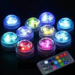 Batteridriven RGB Submersible LED-ljus IP68 Vattentät undervattenslampor Lyser nattlampa för Fish Tank Pond Wedding Party Lighting D1.5