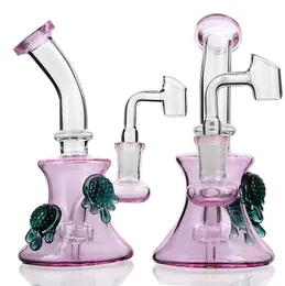 Thick Hookahs Bong recycler dab rig water pipe large purple 14mm glass banger joint pipes for smoking dabs bubbler