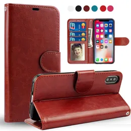 Przypadki telefoniczne dla iPhone 12 11 XS Max XR 8 Plus Retro Flip Stand Portfel Leather Case PhotoFrame Okładka Samsung S9 S10