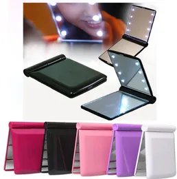 Lady Makeup Spegel Kosmetisk 8 LED Folding Portable Travel Compact Pocket Lights Lamp2021Pop Universal för All2022