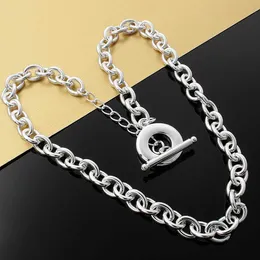 925 Sterling Silver 45cm 8mm Classic Basic Chain Necklace Ot Button for Women Man Fashion Wedding Party Charm Jewelry