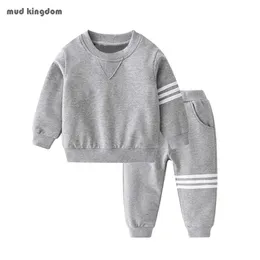 Mudkingdom Boys Athletic Jogger Pant Set Casual Stripe Cotton Pullover Children Clothing Boy Outfits 210615