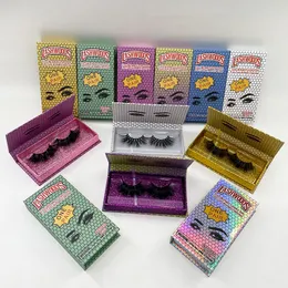 Partihandel Billigare Magnetic Lashwood Lashes Case Custom Eyelash Box Holografiska lashboxar för Strip Fale Eyelashes