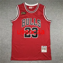 Men's Embroidered 23# Michael 2020 season 98 Final edition red basketball jersey S M L XL XXL