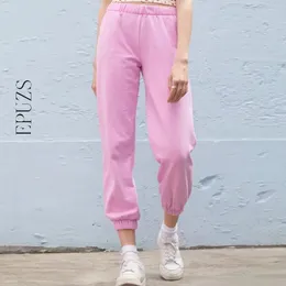 Casual Pink Harem Byxor Kvinnor Joggare Fenale Sweat Streetwear Bomull Hög midja Långa Byxor 210521