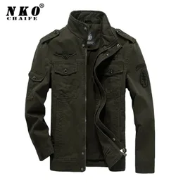 Chaifenko Bomull Militär Jacka Män Bomber Soldat MA-1 Style Army s Coat Casual Pilot Tactics M-6XL 211217