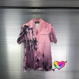 Casual ink Shirts Splash Men Women High Quality Dirty Style Summer Spring Silky Blouse 1:1 Tag Label