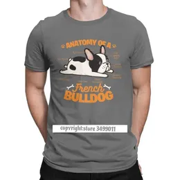 Męska koszulka Anatomia Bulldog francuski Śmieszny Pet Francuski Pies Bawełniany Tee Fitness Harajuku Topy T Shirt Camisas 210629