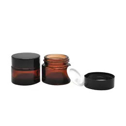 2022 new Mini brown amber glass cream jar with black lid cosmetic jar packing Sample Vial Small Perfume Bottle Travel