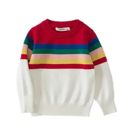 Z Długim Rękawem Rainbow Paski Dzianiny Dzieci Under Sweter Baby Girl Pullover Toddler Chłopiec Płaszcz Bawełna Odzież dziecięca 1-7y 210521