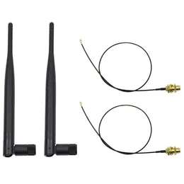 2 x 6dBi 2.4 GHz 5 GHz Çift Bantlı WiFi RP-SMA Anten + 2 x 35 CM U.FL / IPEX Kablosu
