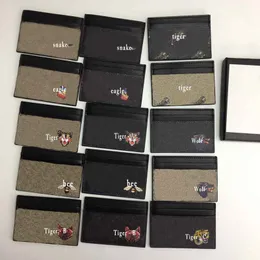 Men designers card Holder high quality Animal pattern mini wallet Canvas leather black snake Tiger bee credit cards holders women short purse