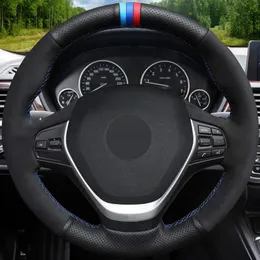 Car Steering Wheel Cover Black Genuine Leather Suede For BMW 4 Series 420d 420i 428i 430i 435i 440i F32 F33 F36 2013-2019