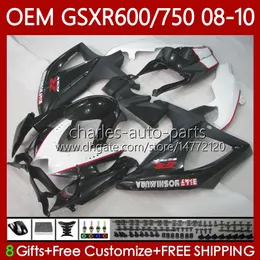 Órgão de Injeção para Suzuki GSX-R750 GSXR 600 750 CC K8 GSXR-600 600CC 750cc 08-10 88No.67 GSXR750 08 09 10 GSXR-750 White Black GSXR600 GSX-R600 2008 2009 2010 Fairings OEM