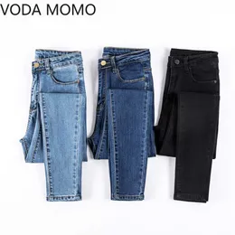 Jeans Weibliche Denim Hosen Schwarz Farbe Frauen Frau Donna Stretch Bottoms Skinny Für Frauen Hosen Plus Größe 211129