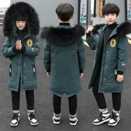 Boys Parker Winter Cotton Jacket Big Children's Down Padded Coat Mid-Length Handsome Kids Clothing Thick 211203