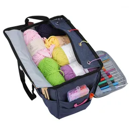 ウールの針の縫製用品セットのための保管袋の品質DIYニットバッグ家庭用オーガナイザー携帯用糸かぎ針編み
