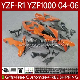 Kit de corpo OEM para Yamaha YZF-R1 YZF1000 Orange Black YZF R1 1000cc 2004 2005 2006 Bodywork 89No.145 YZF R1 1000 CC YZFR1 04 05 06 YZF-1000 2004-2006 Fairings de motocicleta