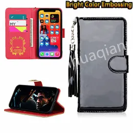 Flip Leather Phone Cases Wallet Card Holder For iPhone 14 Pro Max 13 12 11 Pro Max 12 Mini X XS XR 7 8 Plus Case Shockproof Designer Bright Embossing Mobile Cover