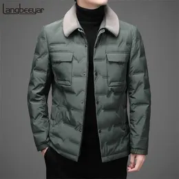 Top Grade Marka Casual Fashion Down Coats Men Windbreaker Z Futro Collar Winter Parka Jacket Designer Mens Odzież 211104