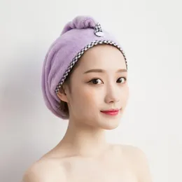 Towel Coral Fleece Bath Hair Dry Quick Drying Lady Soft Shower Cap Hat For Man Turban Head Wrap Bathing Tools
