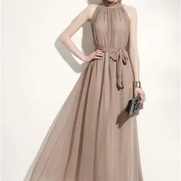 Top Selling Bohemia Maxi Dress Summer Fairy Chiffon Halter Long Beach Stand Neck Sexy Boho es Free 210527