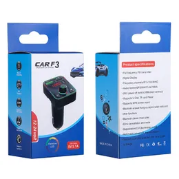 F3 Автомобиль Bluetooth 5.0 FM-передатчик 3.1A USB быстрое зарядное устройство Беспроводной громкоговорительный аудиосъемный комплект TF CARD MP3 Player