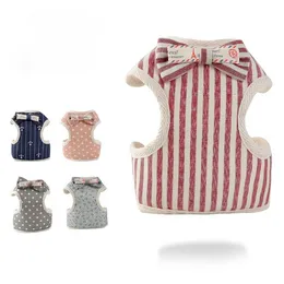 Bow knot Waistcoat Harness Leash Set Spot Stripe check print Dog Collar Rope Pet Dog Supplies will and sandy