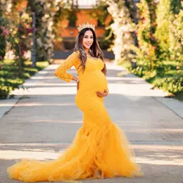 Long Sleeve Maternity Dresses for Photo Shoot Sexy Off Shoulder Lace Pregnancy Maxi Gown Dresses Pregnant Women Photography Prop X0902