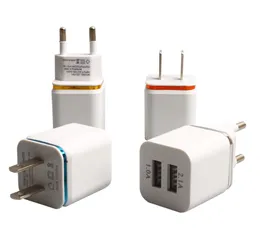 US EU Plug 5V 1A Caricabatterie USB doppio Adattatore CA Caricabatteria per telefono cellulare Adattatore di alimentazione da parete da viaggio portatile USB